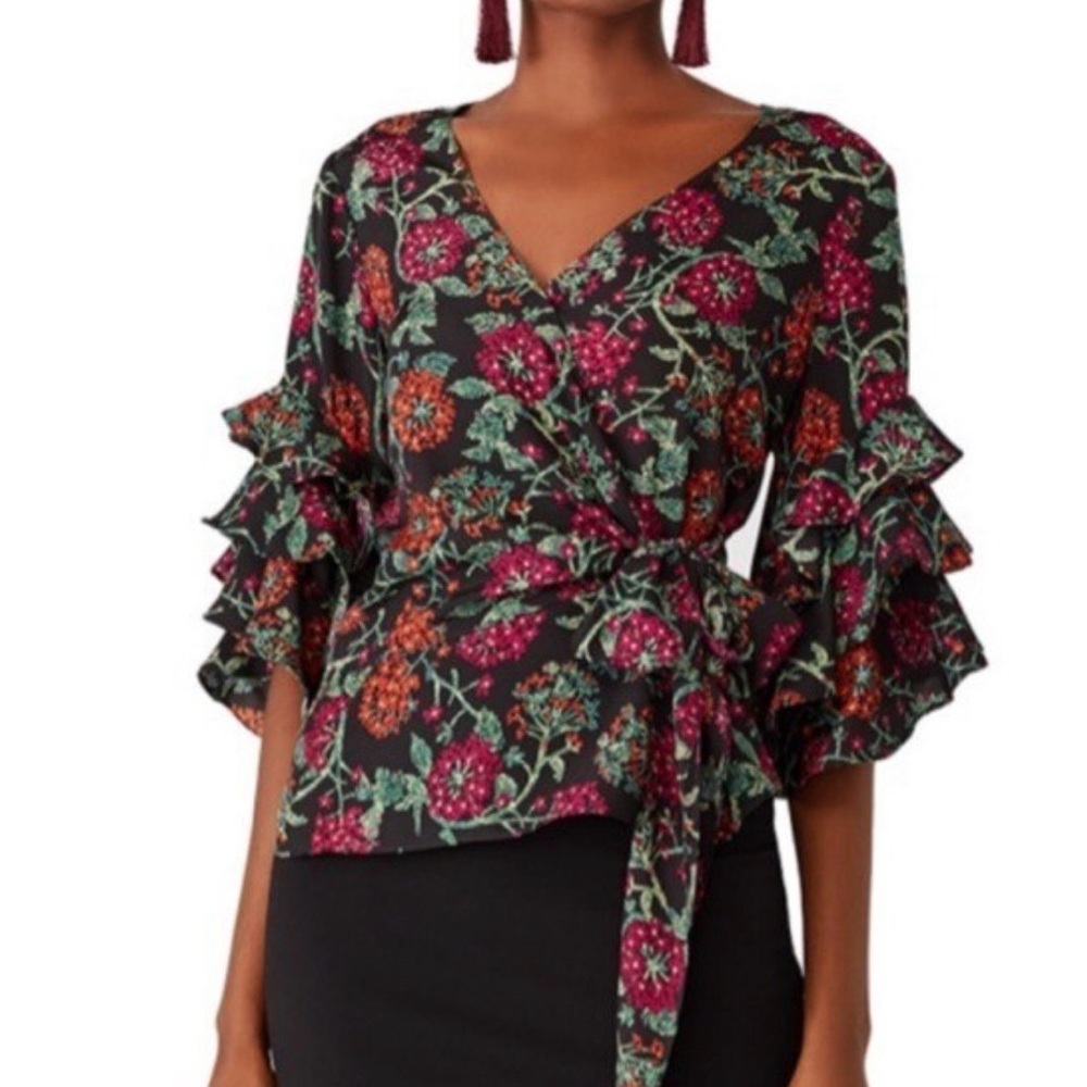 Likely Night Garden Wren Wrap Blouse - Size XS